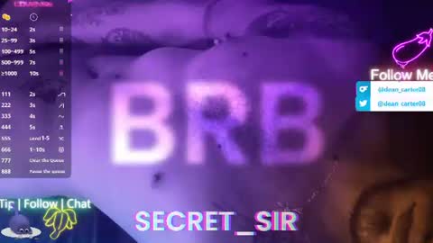 Snapshot of secret_sir chatting on 07.19.26 Dean Carter online show from 07.19.26
